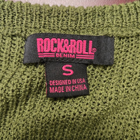 Rock & Roll Denim Womens Olive Green Knit Tank Top High Low Small 49-3235 - Picture 3 of 9